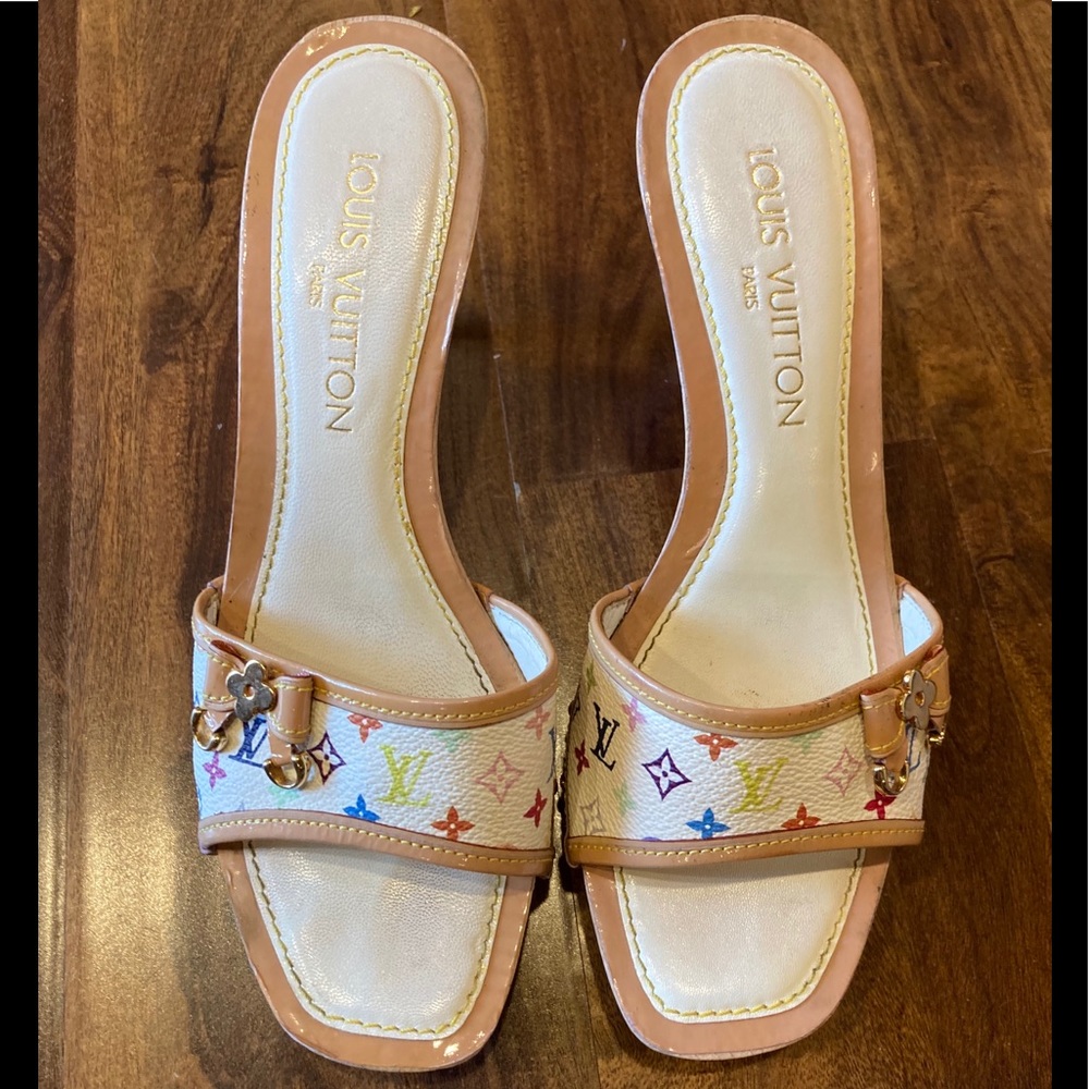 Louis Vuitton Multi Color Heels Sandals Shoes 7.5 - Picture 2 of 12